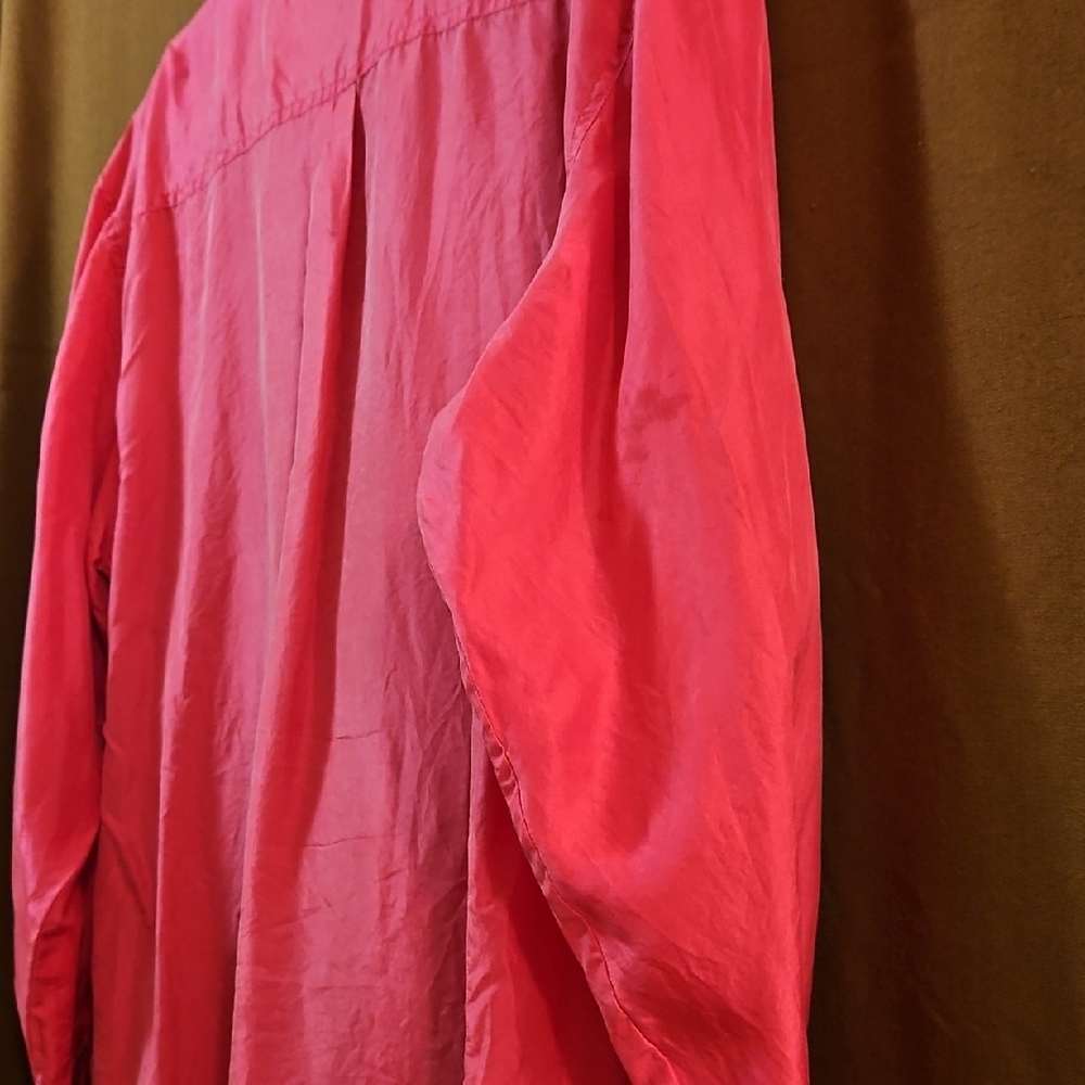 VTG Pink Silk Button-Up Shirt - Picture 11 of 14